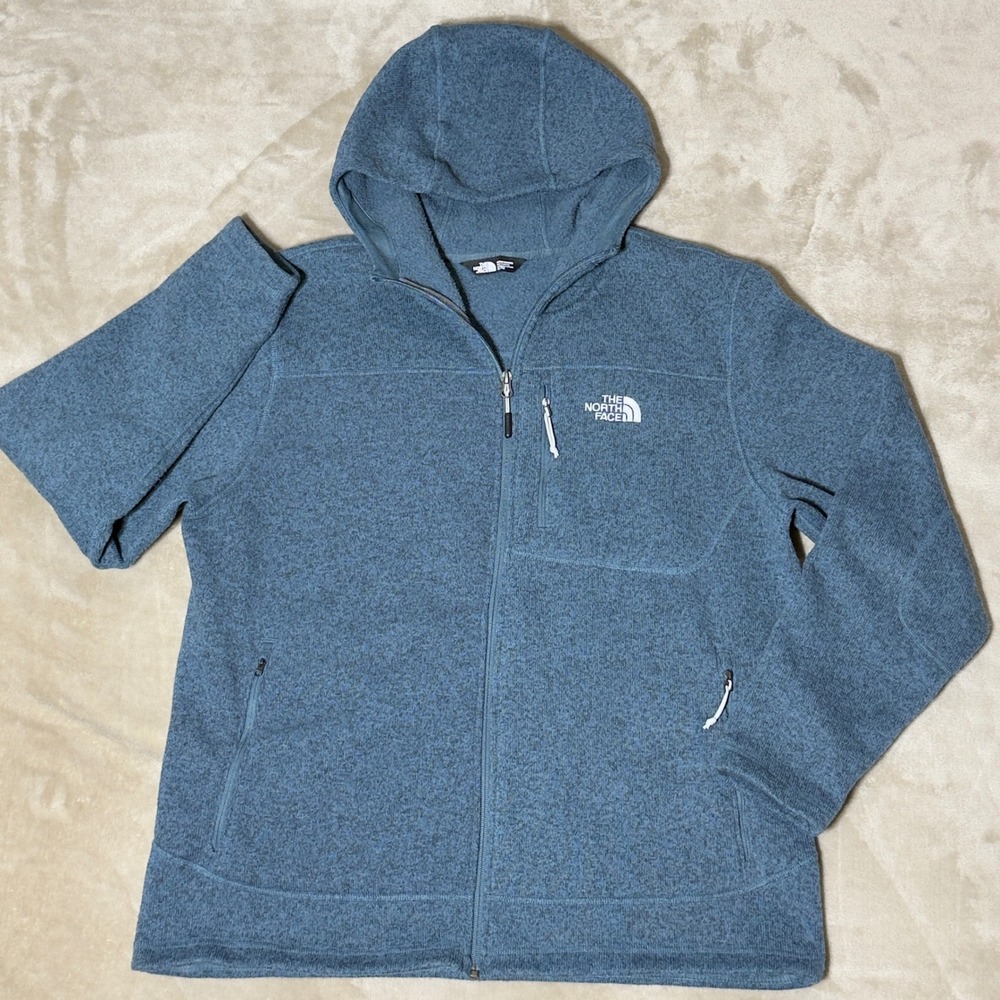 The North Face Mens Gordon Lyons Full Zip Hoodie Blue Heather Fleece XL